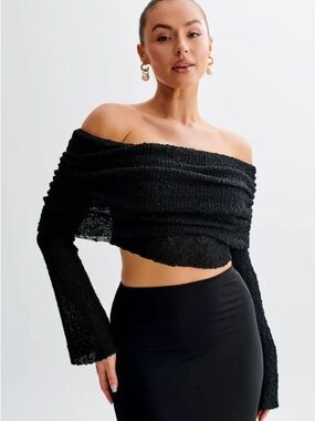 Meshki Black Textured Knit Top